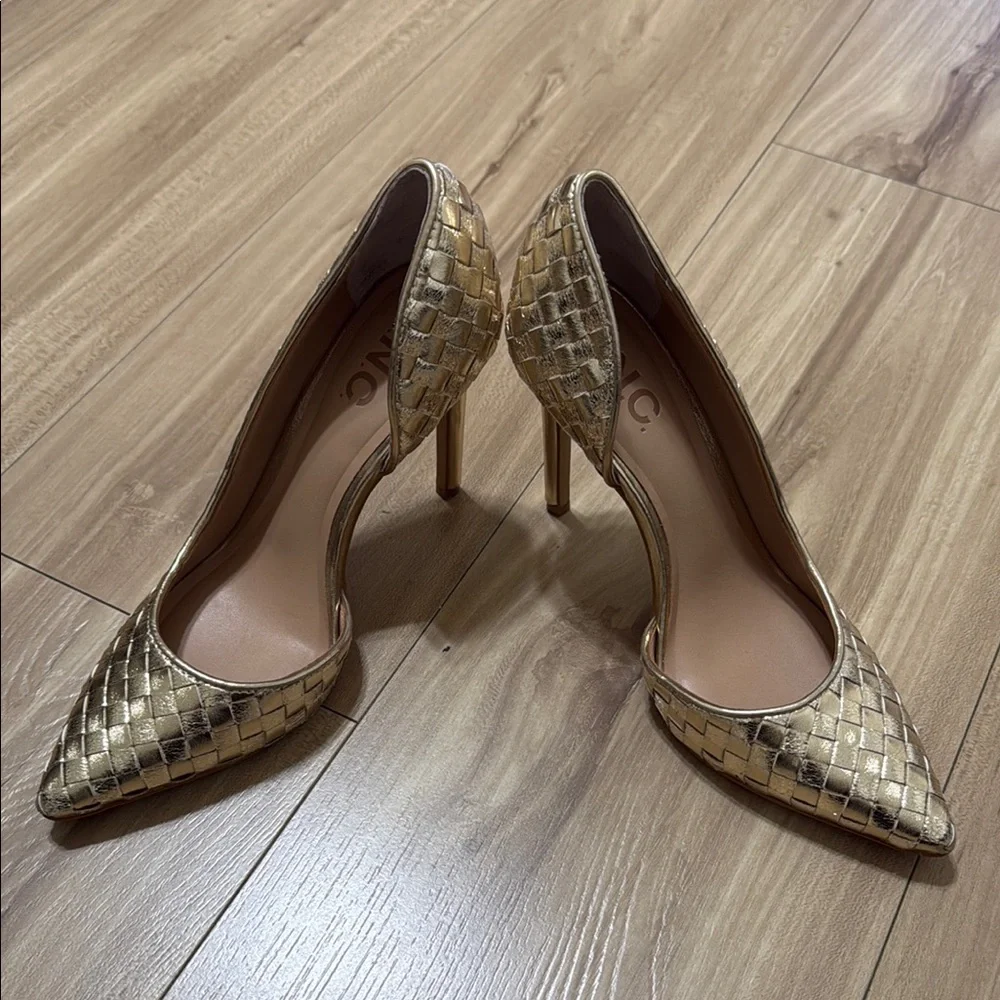 INC International Concepts Women's Gold Woven Heels